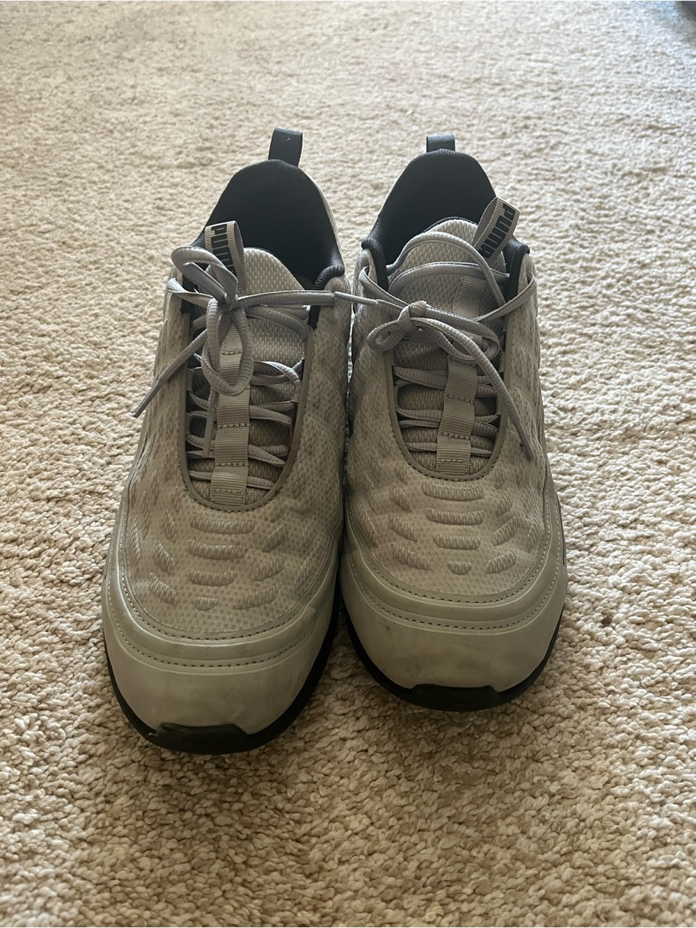 Puma Mezza Men's Light Gray Mesh Lace-Up Sneakers great shape